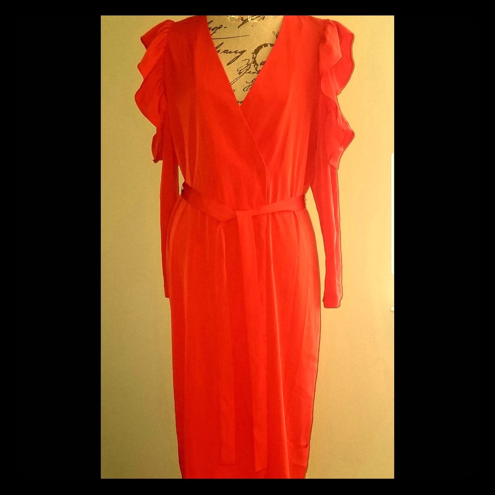 TOPSHOP Cold-Shoulder Wrap Dress